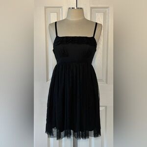 Xhilaration Black Chiffon Empire Waist Dress with Adjustable Straps – Size S